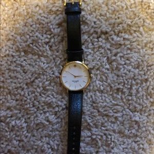 Black leather band and gold Kate Spade Watch